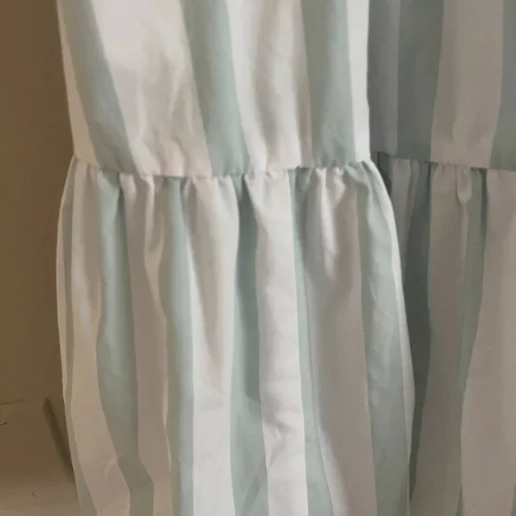 Abercrombie and Fitch Aqua and White Striped Ruffle Babydoll Maxi Dress XS - Picture 4 of 6